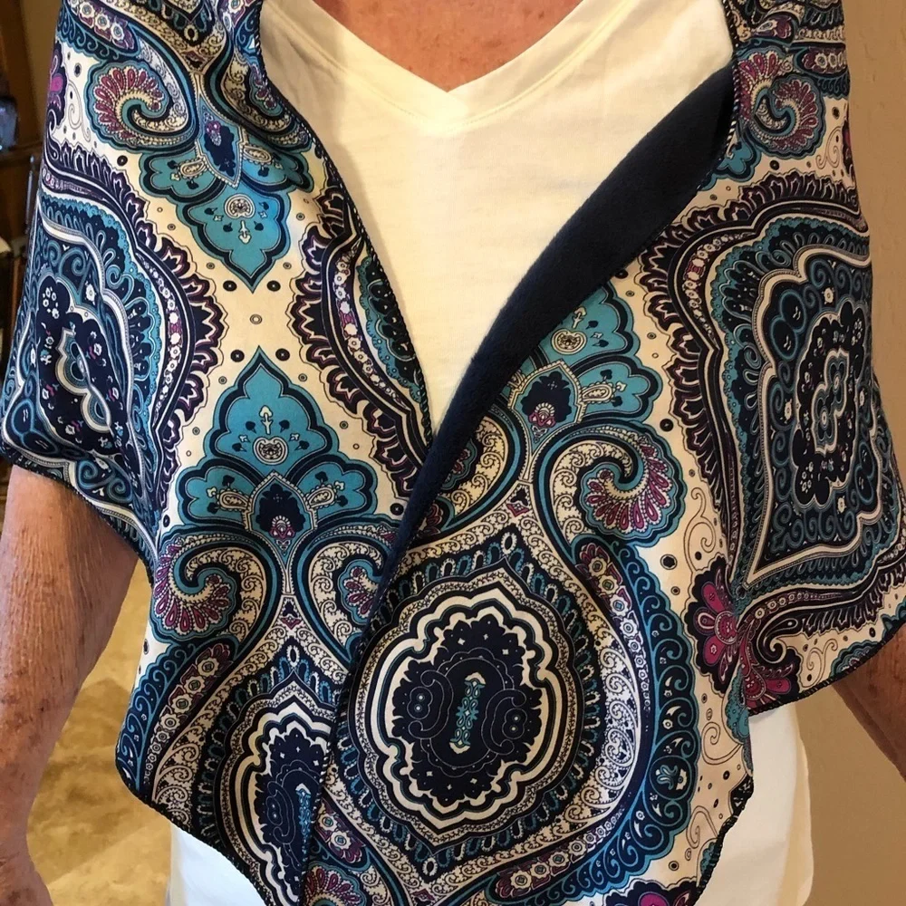 Navy Triangle Reversible Shawl